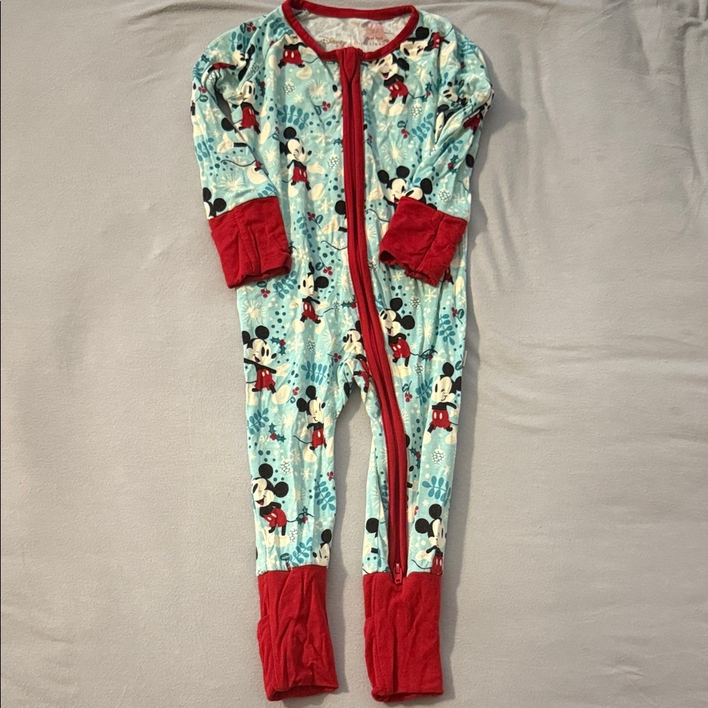 Little Sleepies -Disney Mickey Mouse Kids Footie Christmas holiday print
